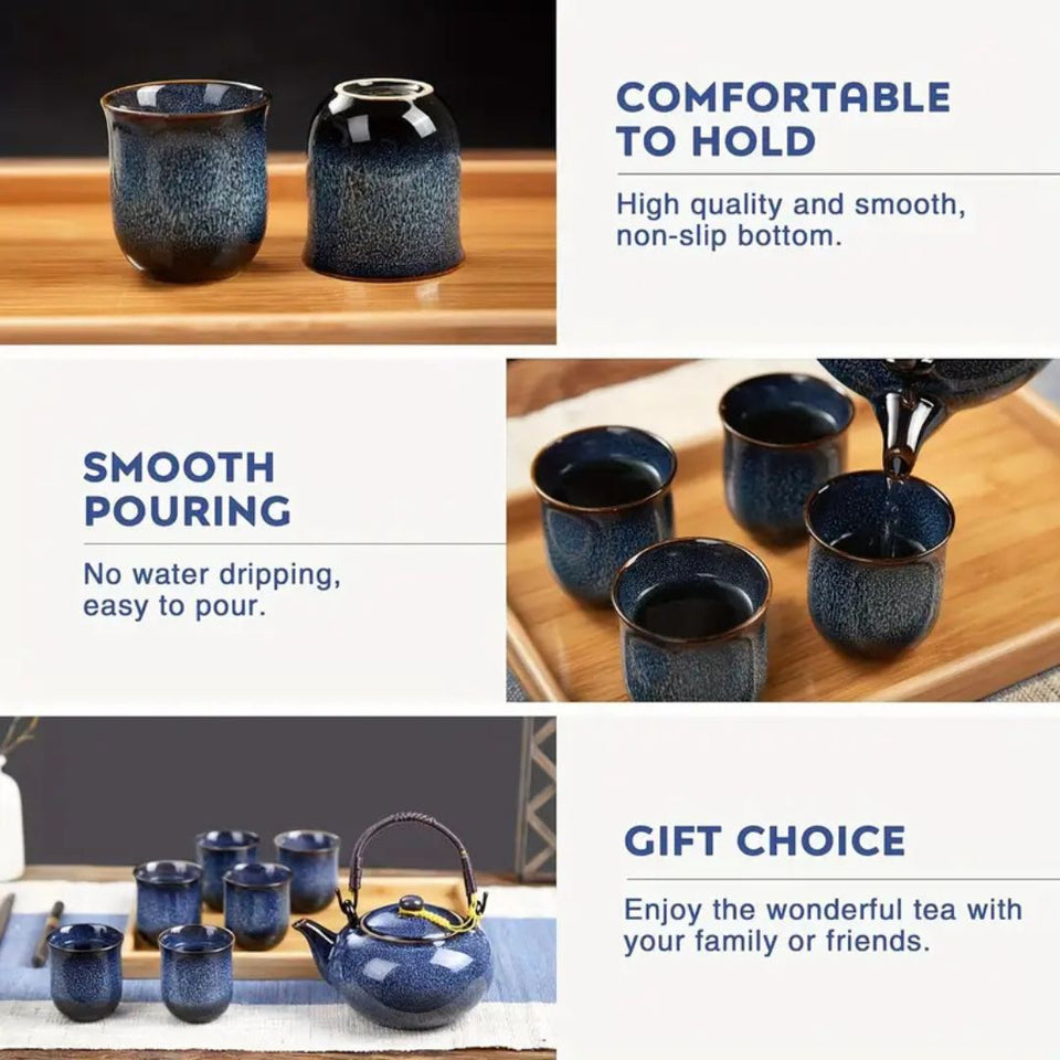Japanese Ceramic Tea Set with Teapot and Cups-Kitchen & Dining > Tableware-casanuva-casanuva