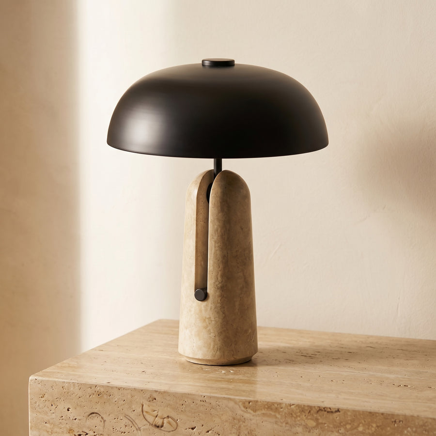 Japanese Iron Marble Mushroom Table Lamp 1-Light for Bedroom-Lighting > Table Lamps-casanuva-casanuva