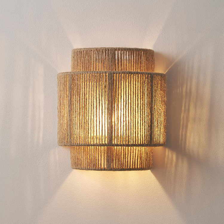 Japanese Rope Woven Curved Wall Sconce Lamp 1-Light for Living Room-Lighting > Wall Lights-casanuva-100V-120V-casanuva