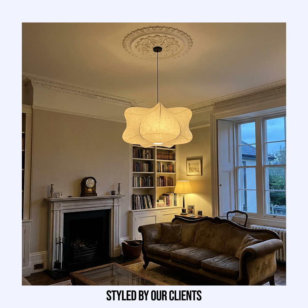 Japanese Silk Wabi Sabi Chandelier Light Fixture-Lighting > Chandeliers & Pendant Lights-casanuva-casanuva