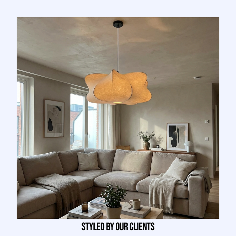 Japanese Silk Wabi Sabi Chandelier Light Fixture-Lighting > Chandeliers & Pendant Lights-casanuva-casanuva