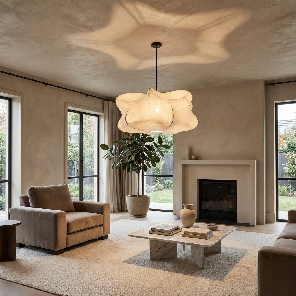 Japanese Silk Wabi Sabi Chandelier Light Fixture-Lighting > Chandeliers & Pendant Lights-casanuva-casanuva