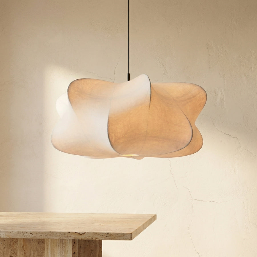 Japanese Silk Wabi Sabi Chandelier Light Fixture-Lighting > Chandeliers & Pendant Lights-casanuva-casanuva