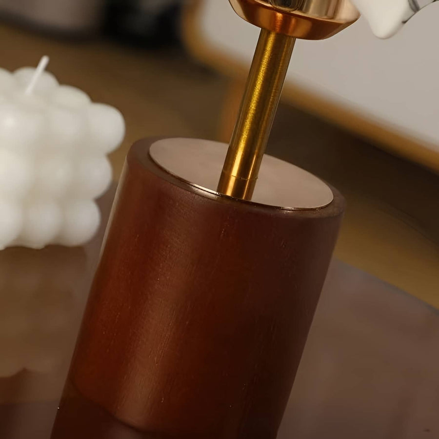 Japanese Wood Table Lamp with Cloth Shade-Lighting > Table Lamps-casanuva-casanuva