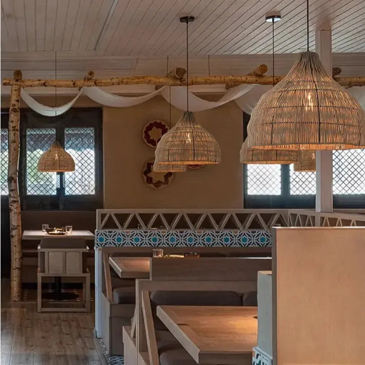Japanese Wooden Woven Handmade Pendant Light-Lighting > Pendant Lights-casanuva-casanuva