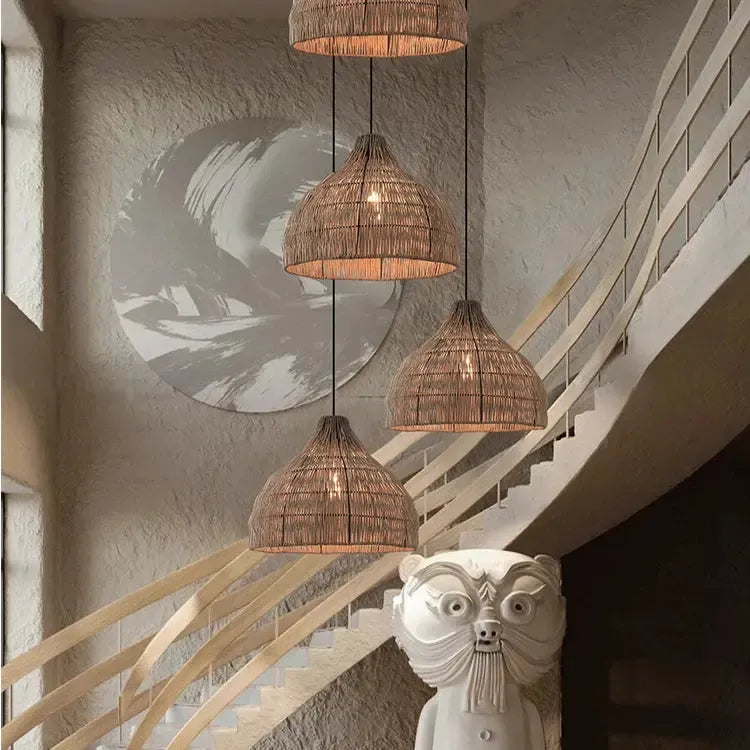 Japanese Wooden Woven Handmade Pendant Light-Lighting > Pendant Lights-casanuva-casanuva