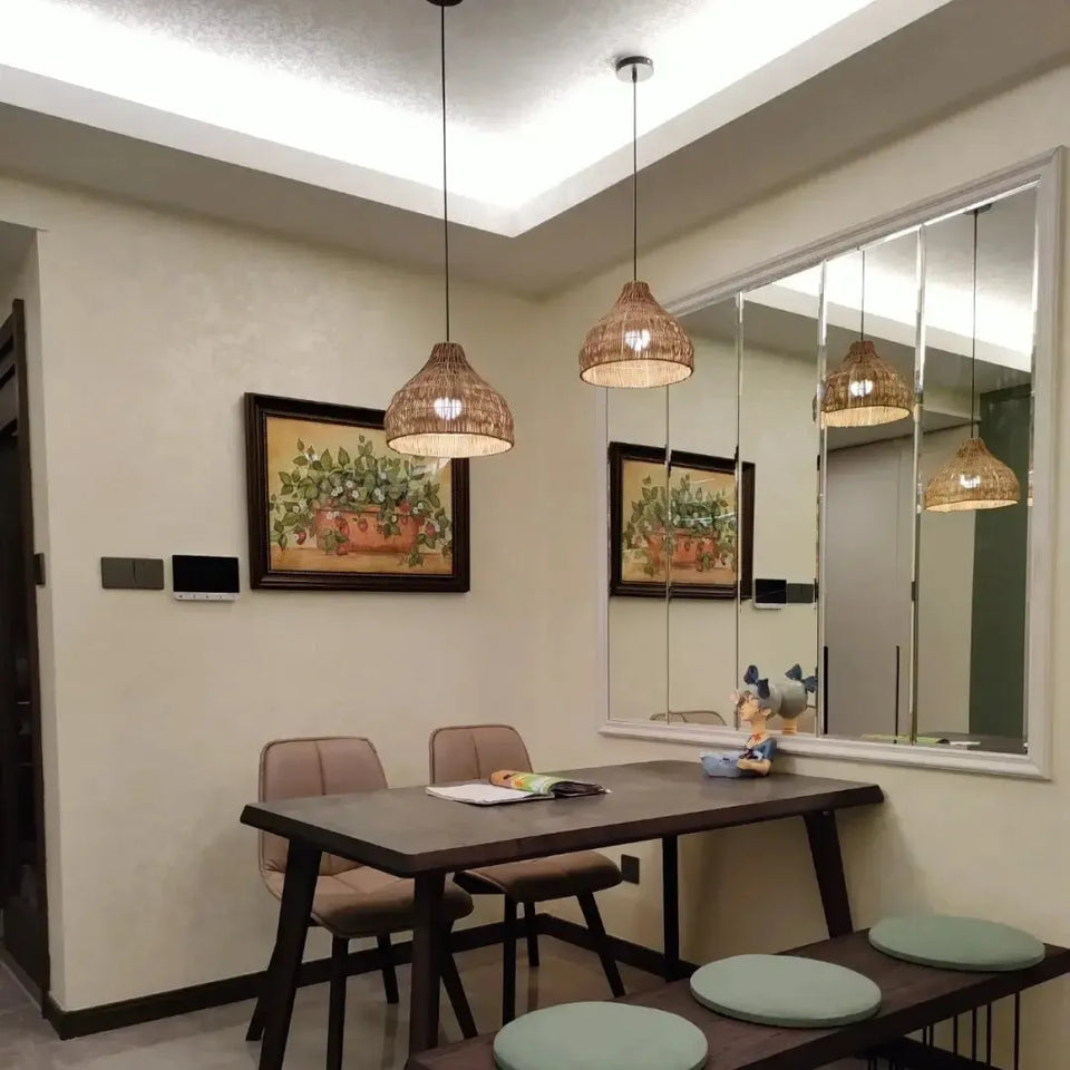 Japanese Wooden Woven Handmade Pendant Light-Lighting > Pendant Lights-casanuva-casanuva
