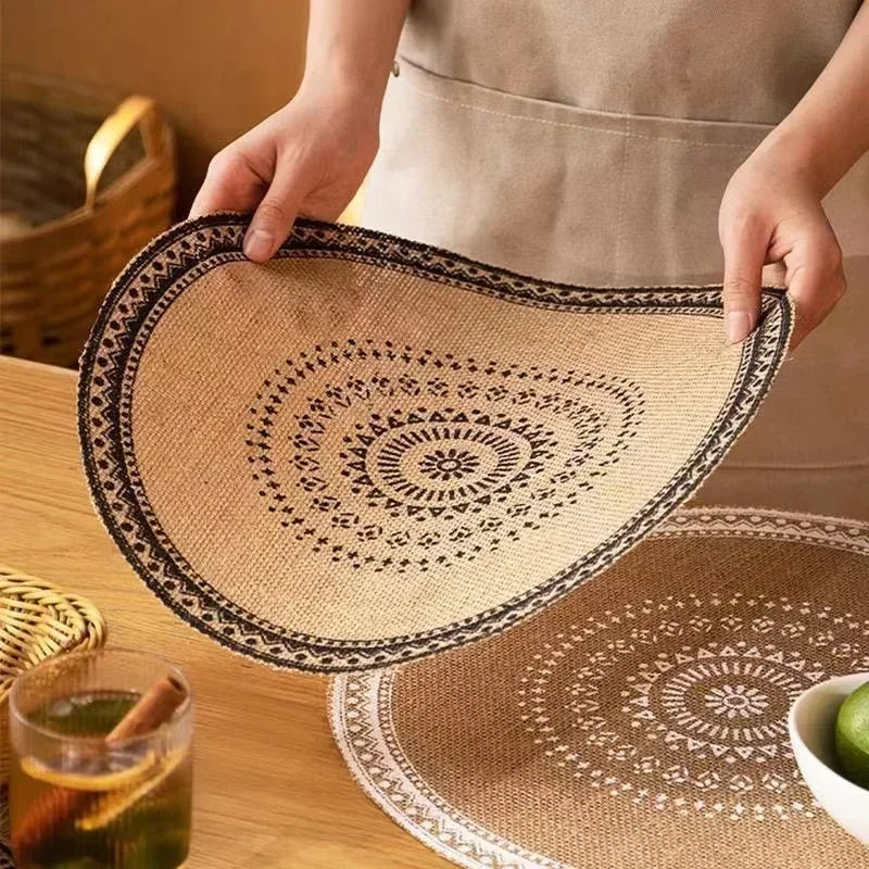 Jute Boho Anti Slip Placemat Set Rustic Design-Kitchen & Dining > Placemats-casanuva-casanuva