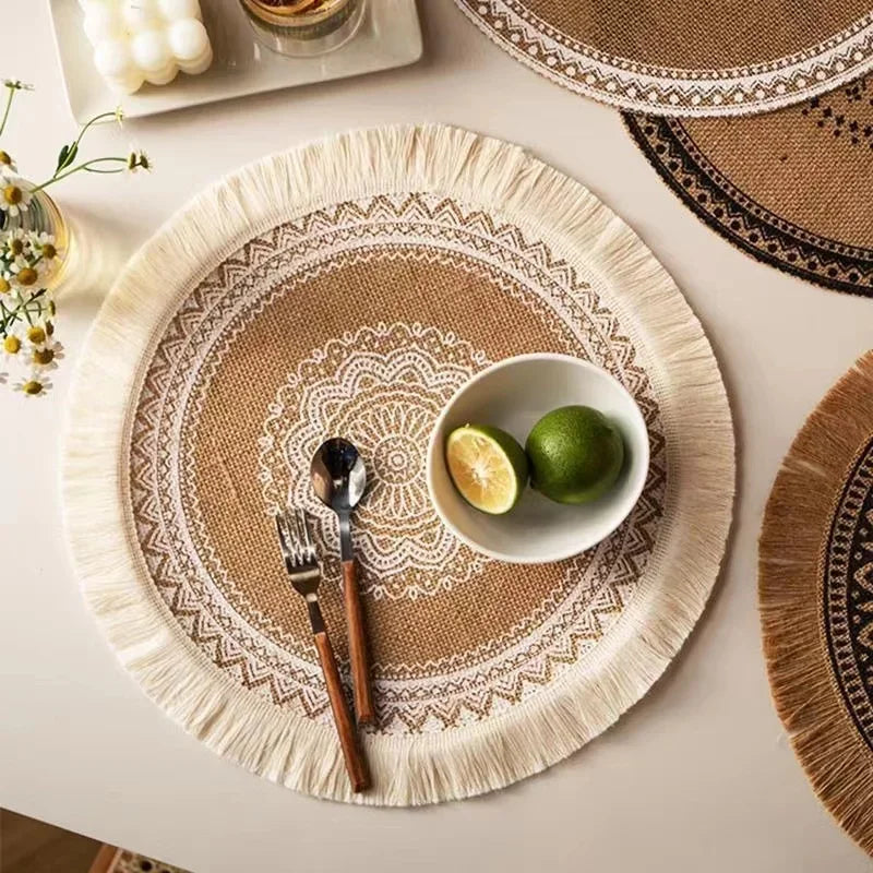Jute Boho Anti Slip Placemat Set Rustic Design-Kitchen & Dining > Placemats-casanuva-casanuva