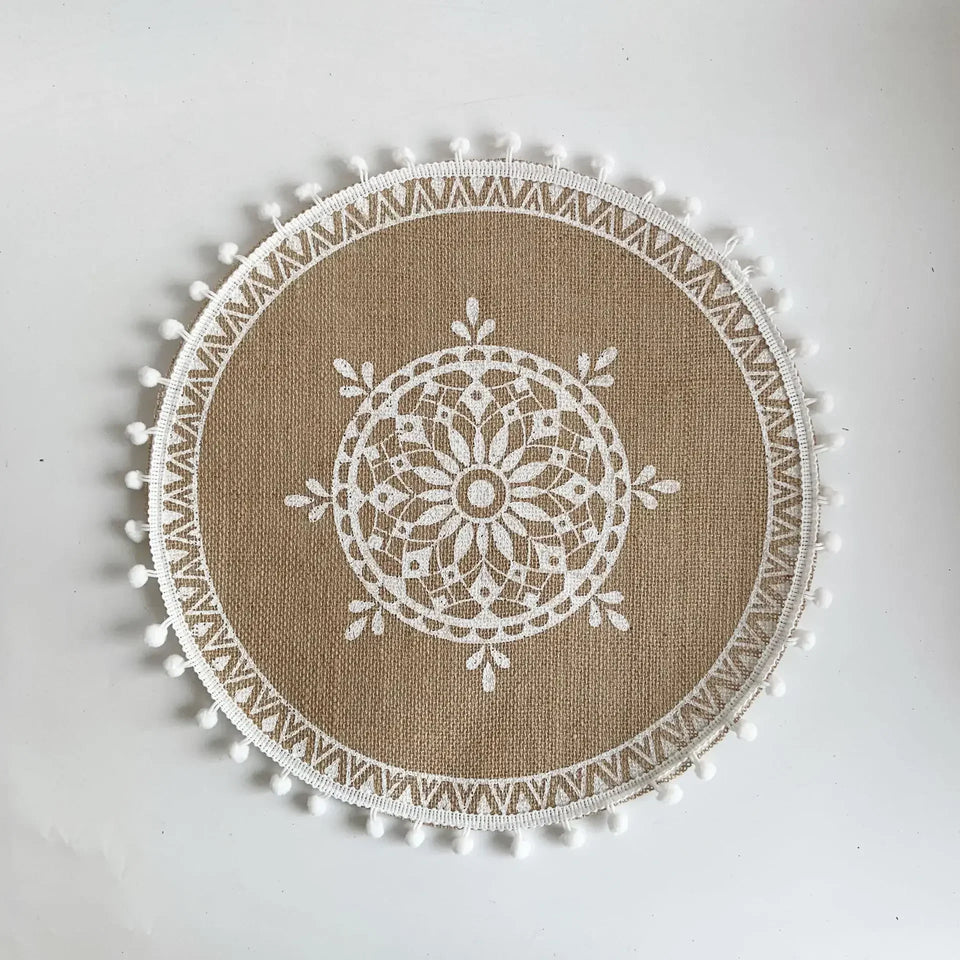 Jute Boho Anti Slip Placemat Set Rustic Design-Kitchen & Dining > Placemats-casanuva-D-casanuva