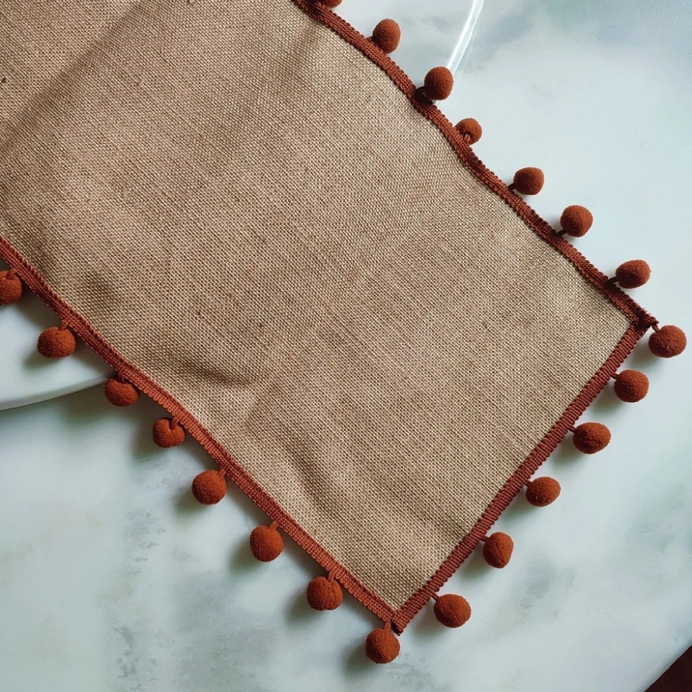Jute Pom-Pom Table Runner Bohemian Style-Covers & Textiles > Table Runners-casanuva-casanuva