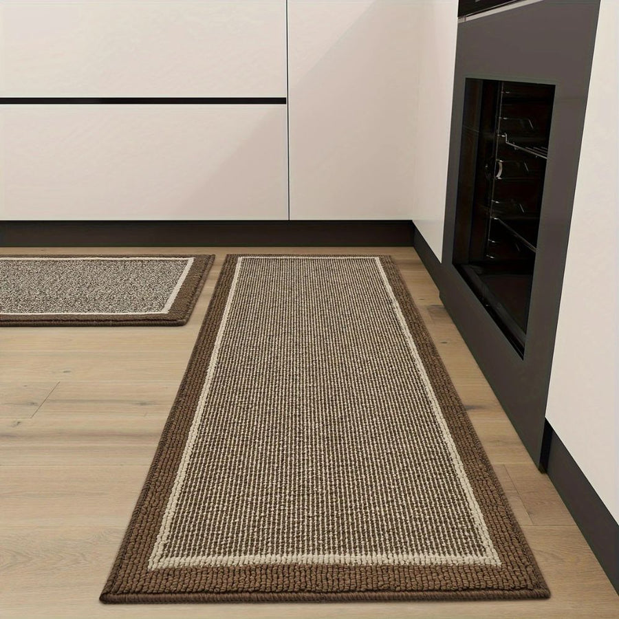 Kitchen Mats Anti Slip Washable Strata Elegance Design-Kitchen & Dining > Kitchen Mats-casanuva-Mocha-20"x32"-casanuva