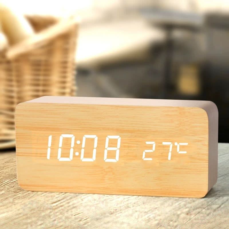 LED Alarm Clock in Natural Wood Design-Home Decor > Clocks-casanuva-casanuva