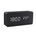 LED Alarm Clock in Natural Wood Design-Home Decor > Clocks-casanuva-Black block shaped-casanuva