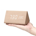 LED Alarm Clock in Natural Wood Design-Home Decor > Clocks-casanuva-Wooden triangle-casanuva