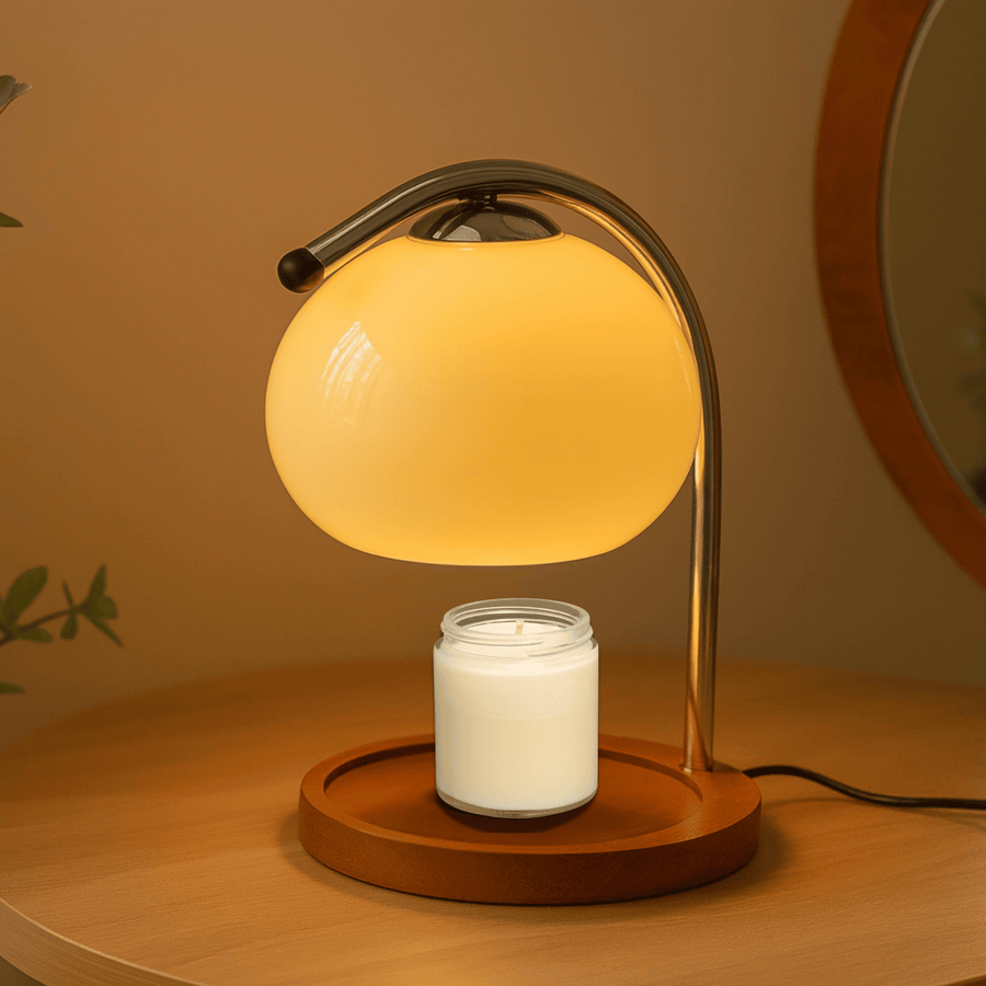 LED Candle Warmer with Glass Dome and Table Leg-Home Decor > Decorative Accessories-casanuva-Beige-15x30cm-casanuva