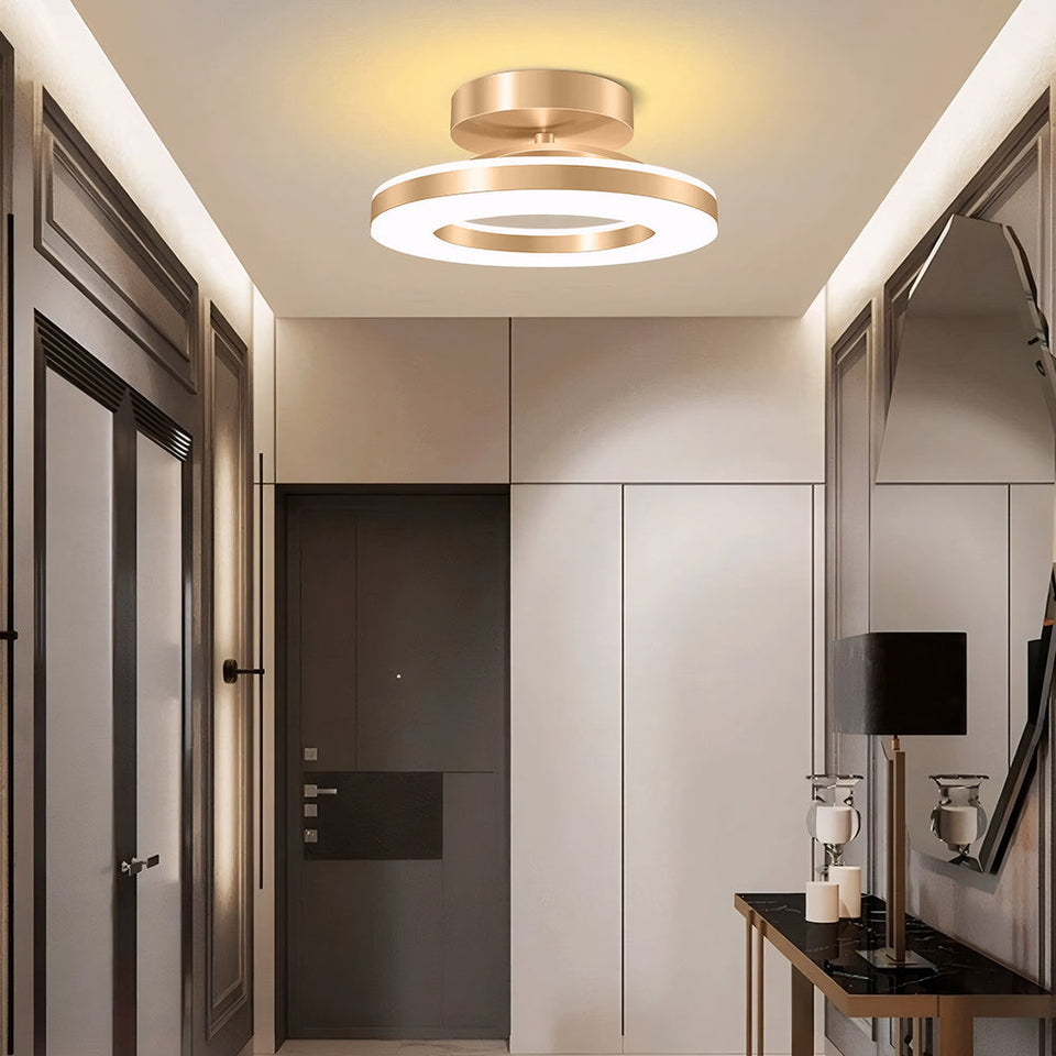 LED Ceiling Light Modern Iron Hallway Fixture-Lighting > Ceiling Lights-casanuva-Gold-D30*H8CM-Warm Light-casanuva