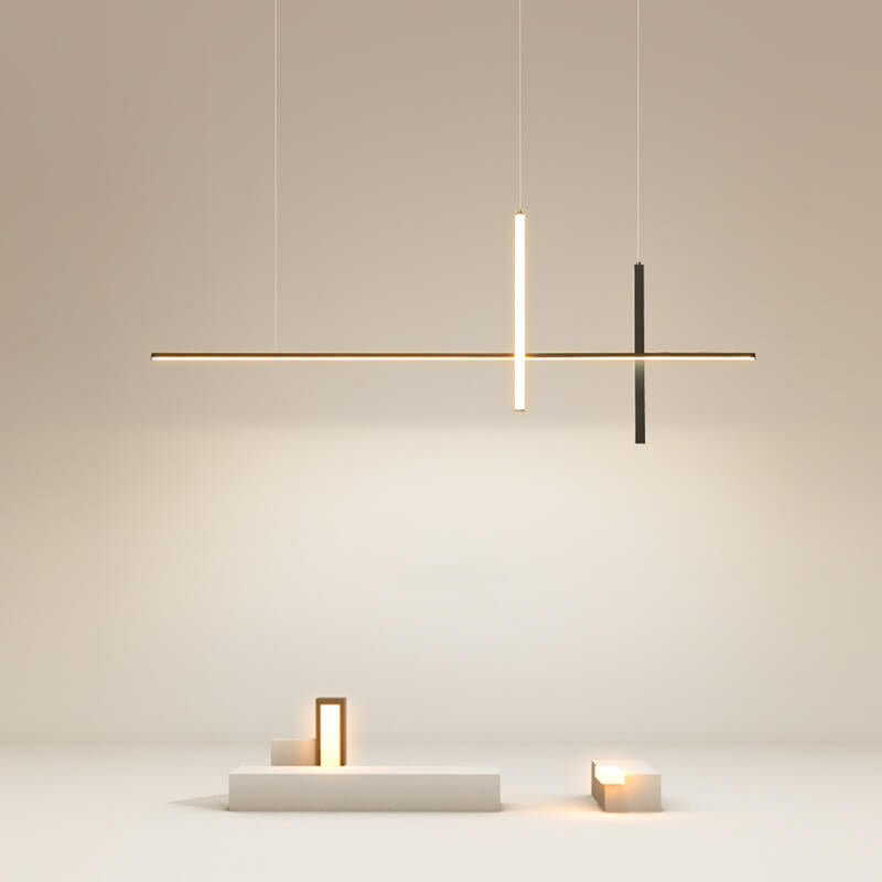 LED Chandelier Long Line Modern Minimalist Design-Lighting > Chandeliers & Pendant Lights-casanuva-31.50"-Warm Light (3000K)-Black-casanuva