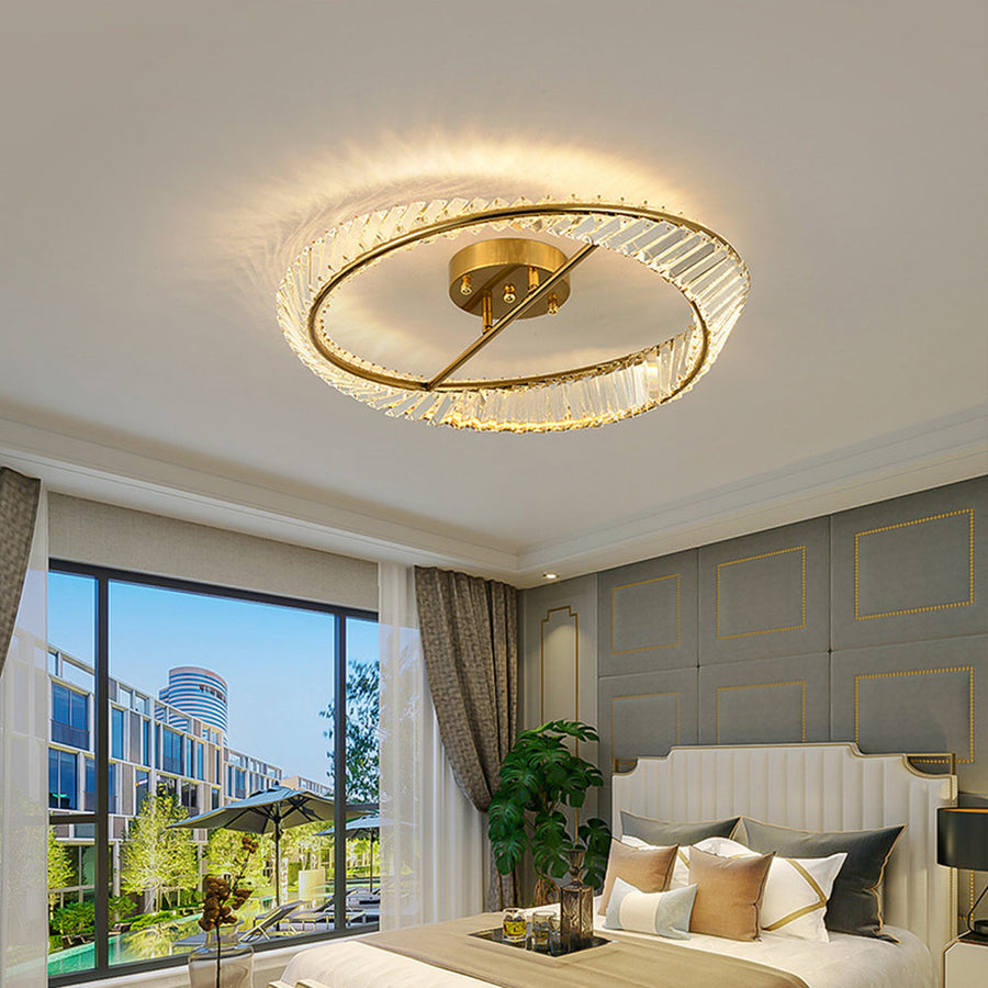 LED Crystal Ceiling Light Fixture-Lighting > Ceiling Lights-casanuva-Gold-D40*H12cm-3-Color (Switch)-casanuva