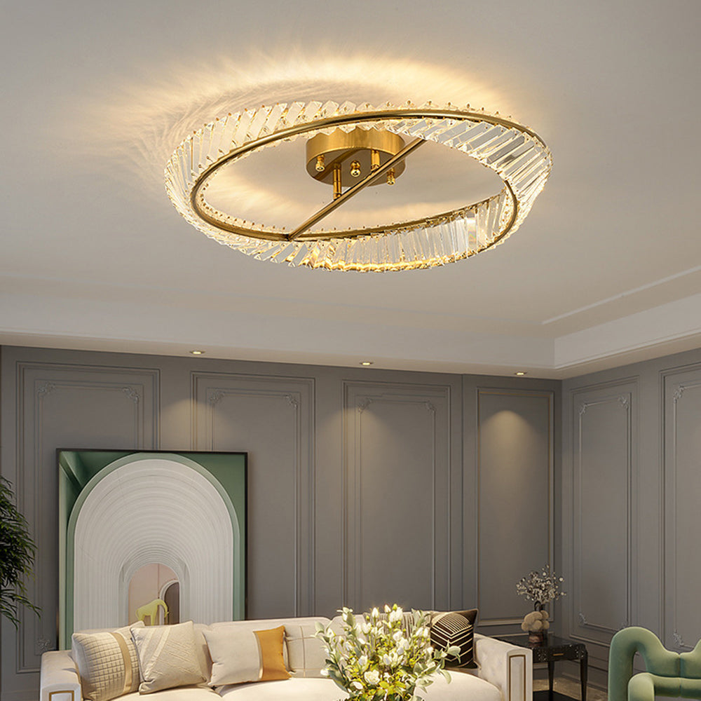 LED Crystal Ceiling Light Fixture-Lighting > Ceiling Lights-casanuva-Gold-D50*H12cm-3-Color (Switch)-casanuva