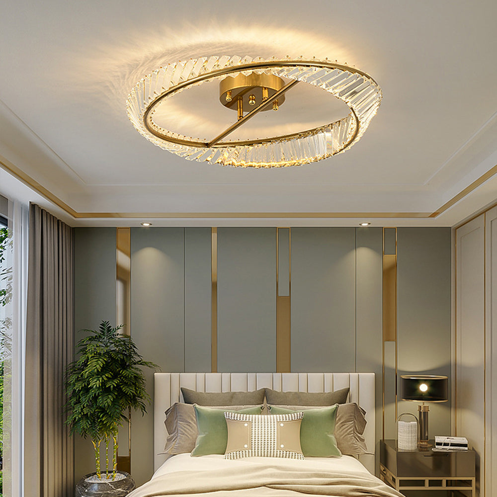 LED Crystal Ceiling Light Fixture-Lighting > Ceiling Lights-casanuva-Gold-D60*H12cm-3-Color (Switch)-casanuva