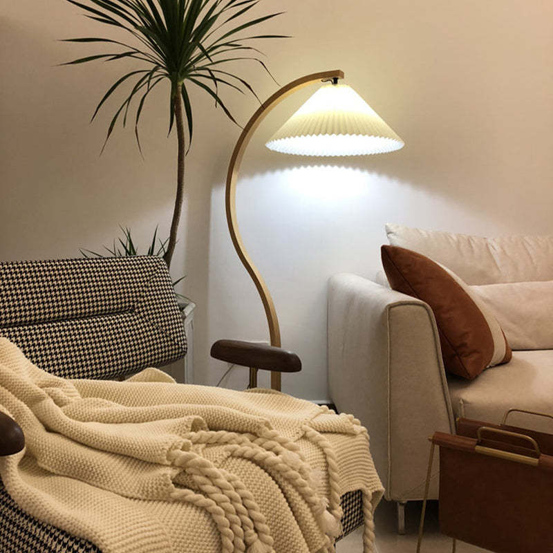 LED Floor Lamp Fabric Shade Beige 12W-Lighting > Floor Lamps-casanuva-casanuva