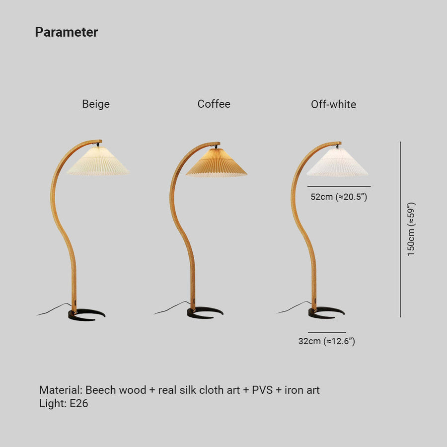 LED Floor Lamp Fabric Shade Beige 12W-Lighting > Floor Lamps-casanuva-casanuva