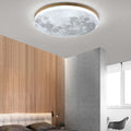 LED Flush Mount Ceiling Light Round Moon Design PVC Nordic Minimalist-Lighting > Ceiling Lights-casanuva-Medium-White Light (5000K)-Wood-casanuva