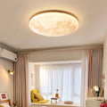 LED Flush Mount Ceiling Light Round Moon Design PVC Nordic Minimalist-Lighting > Ceiling Lights-casanuva-Small-Warm Light (3000K)-Wood-casanuva