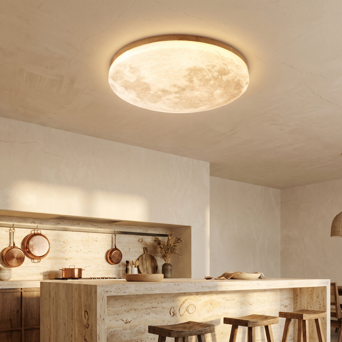 LED Flush Mount Ceiling Light Round Moon Design PVC Nordic Minimalist-Lighting > Ceiling Lights-casanuva-casanuva