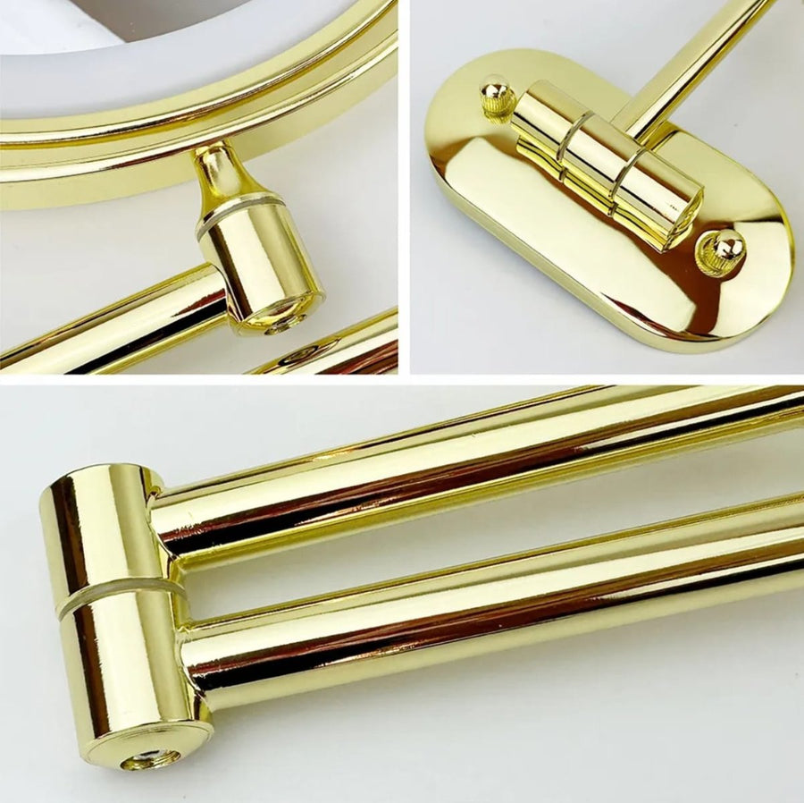 LED Magnifying Mirror Gold Rechargeable for Makeup and Bathroom Use-Bedding & Bath > Bathroom Accessories-casanuva-casanuva