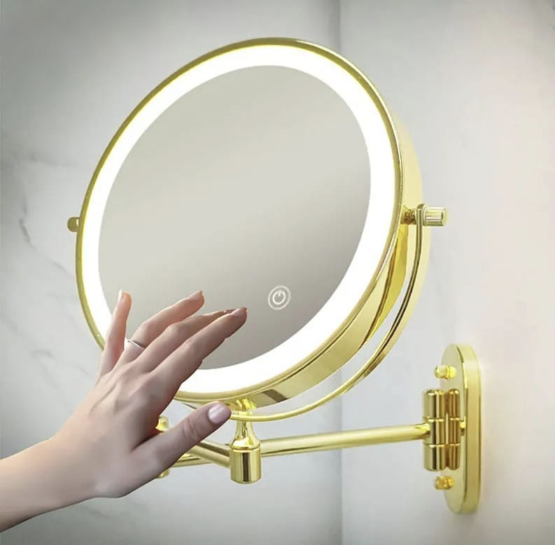 LED Magnifying Mirror Gold Rechargeable for Makeup and Bathroom Use-Bedding & Bath > Bathroom Accessories-casanuva-casanuva