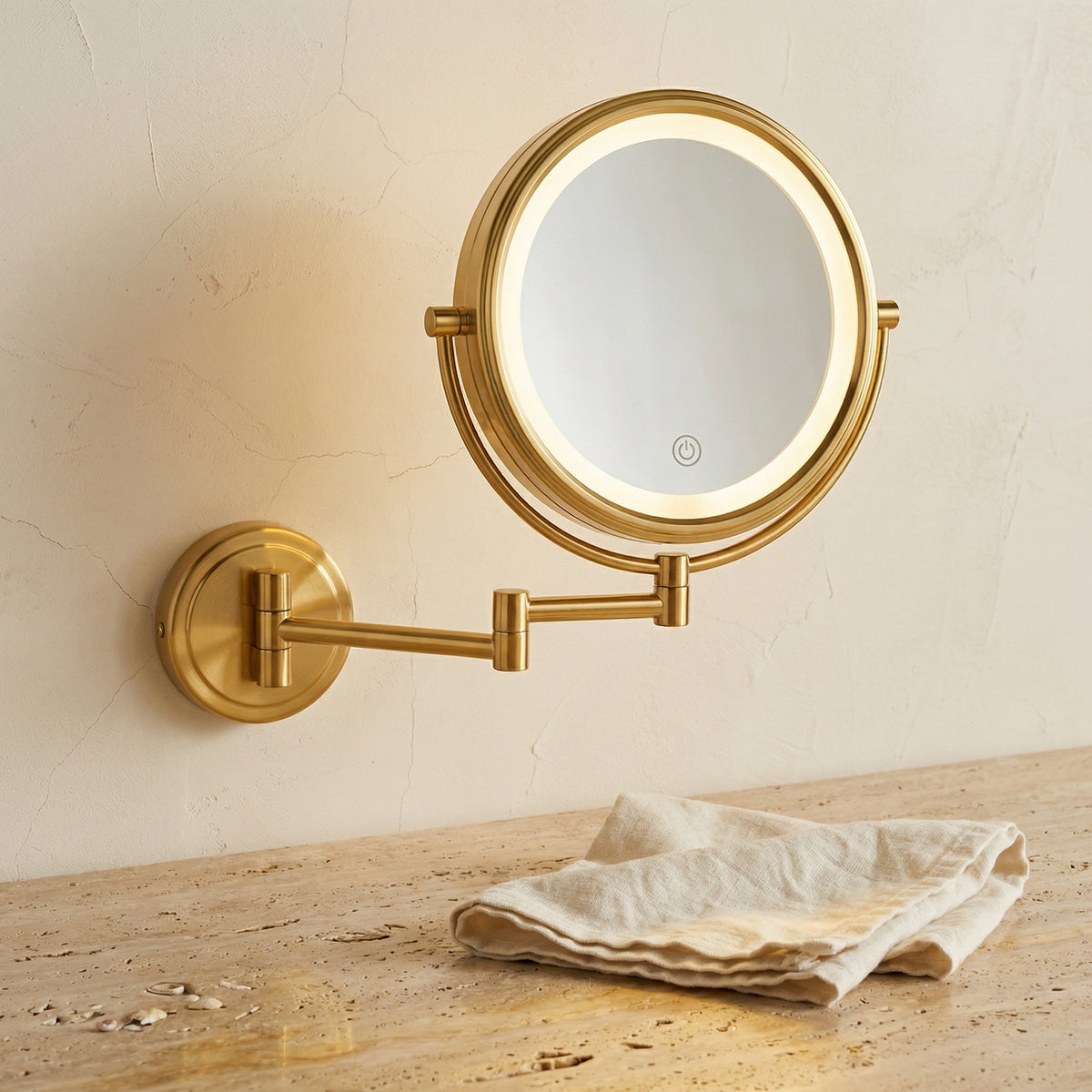 LED Magnifying Mirror Gold Rechargeable for Makeup and Bathroom Use-Bedding & Bath > Bathroom Accessories-casanuva-casanuva