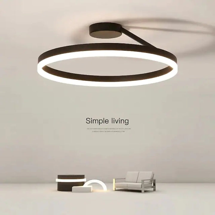 LED Metal Ceiling Light Nordic Minimalist Design for Living Room-Lighting > Ceiling Lights-casanuva-Black-D40*16CM-25W-Dimmable (Remote)-casanuva