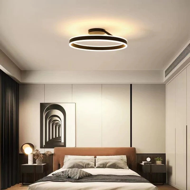LED Metal Ceiling Light Nordic Minimalist Design for Living Room-Lighting > Ceiling Lights-casanuva-Black-D40*17CM-50W-Warm Light-casanuva