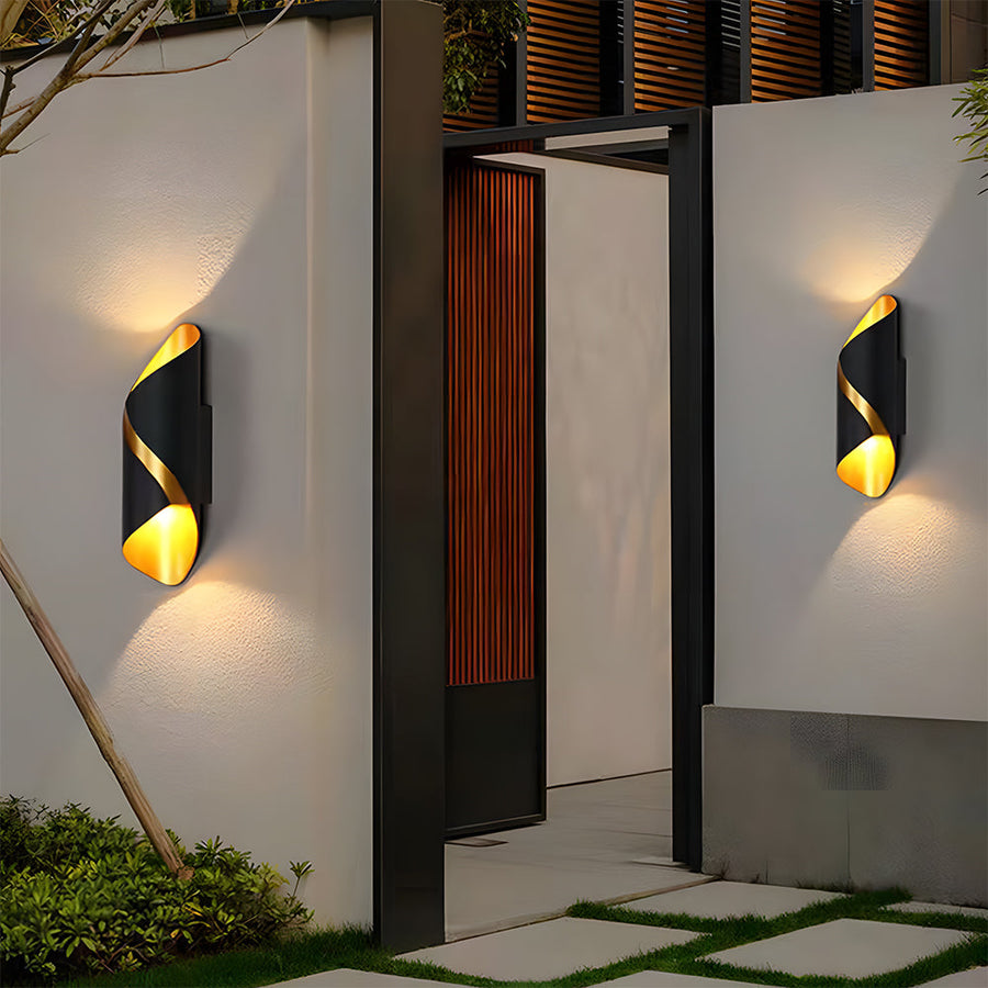 LED Outdoor Wall Light Spiral Design-Lighting > Outdoor Lighting-casanuva-Black Gold-L30cm*W9cm-White Light-casanuva