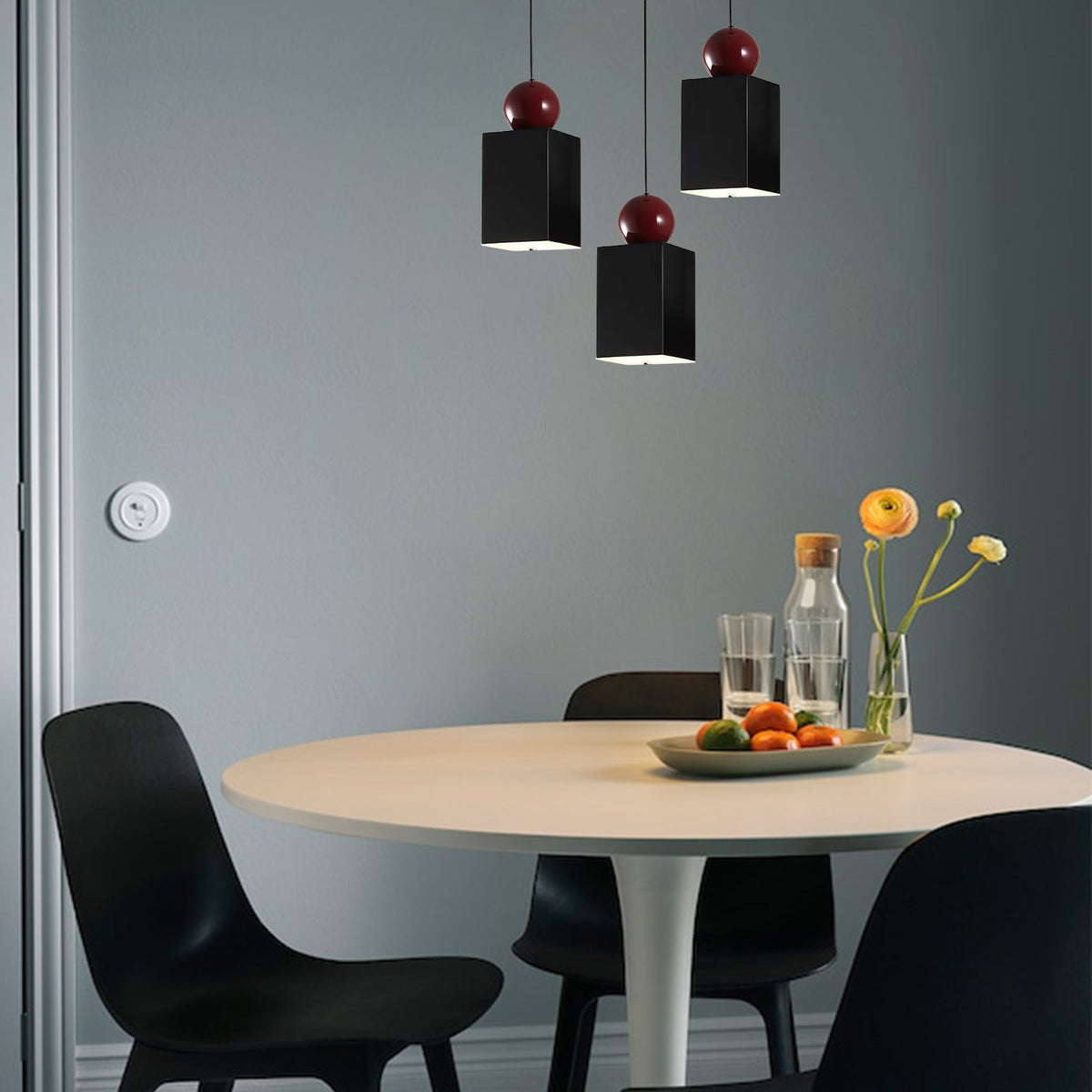 LED Pendant Light Cream Finish-Lighting > Pendant Lights-casanuva-Black-Style C: D10*H23CM-three color-changing ligh-casanuva