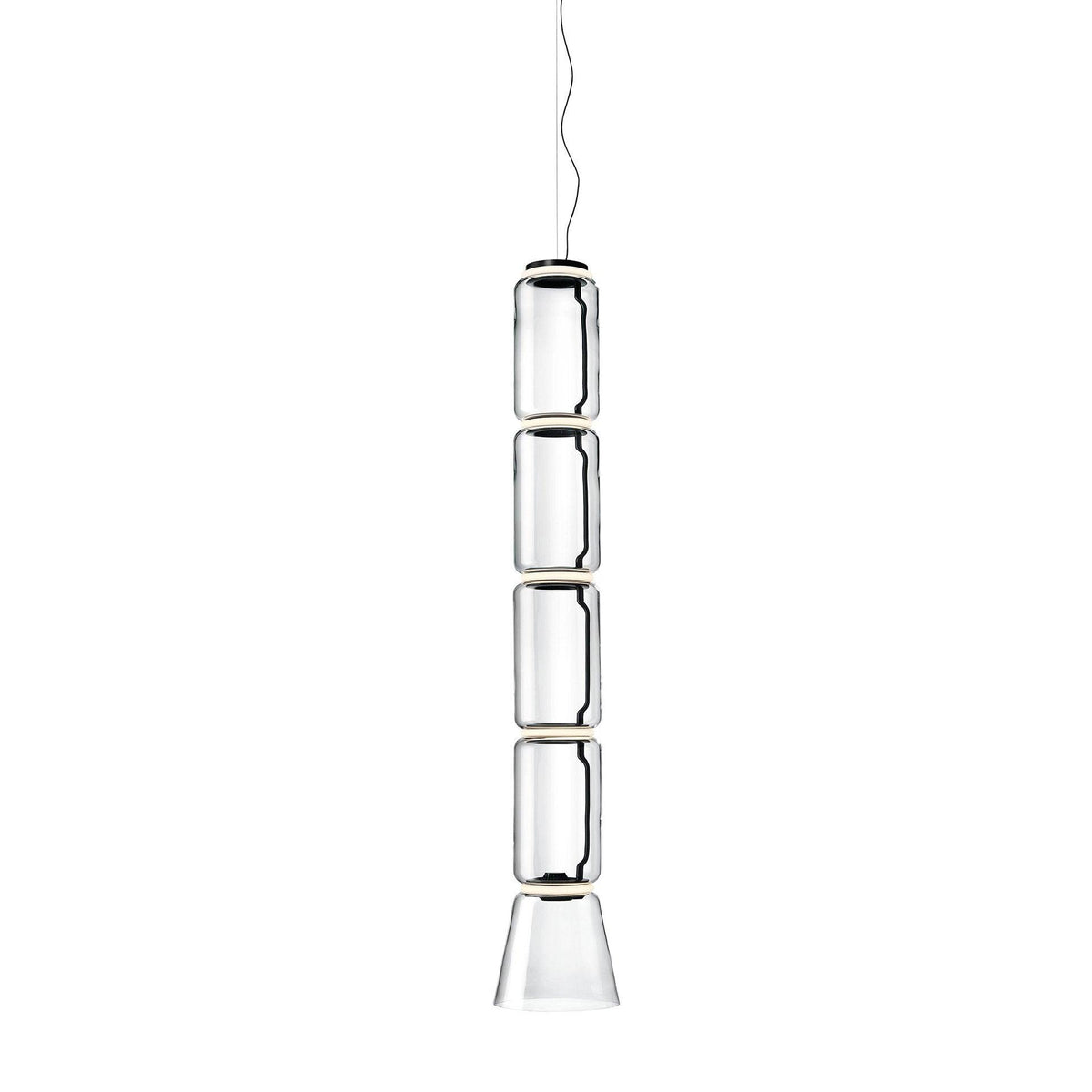 LED Pendant Light Cylinder Shape-Lighting > Pendant Lights-casanuva-26cmx153cm-Warm Light-Black & Clear-casanuva