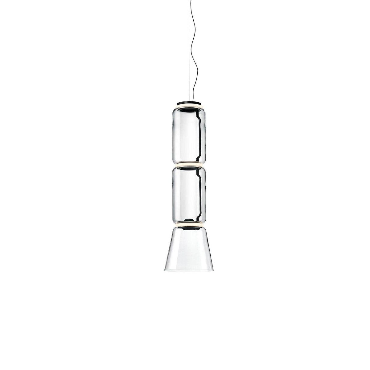 LED Pendant Light Cylinder Shape-Lighting > Pendant Lights-casanuva-26cmx89cm-Warm Light-Black & Clear-casanuva