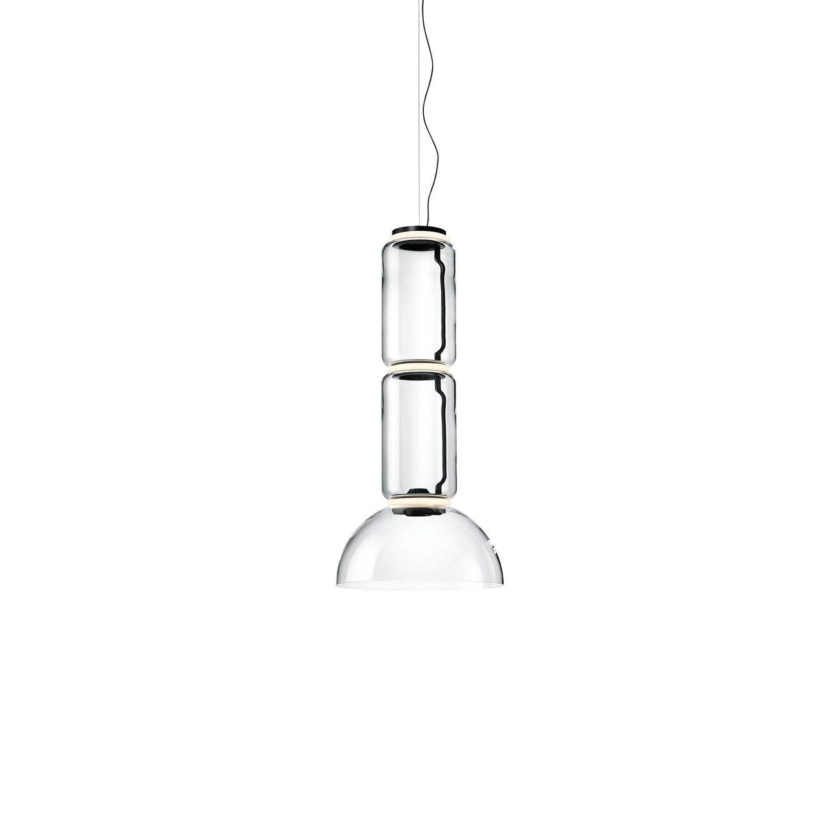 LED Pendant Light Cylinder Shape-Lighting > Pendant Lights-casanuva-40cmx85cm-Warm Light-Black & Clear-casanuva
