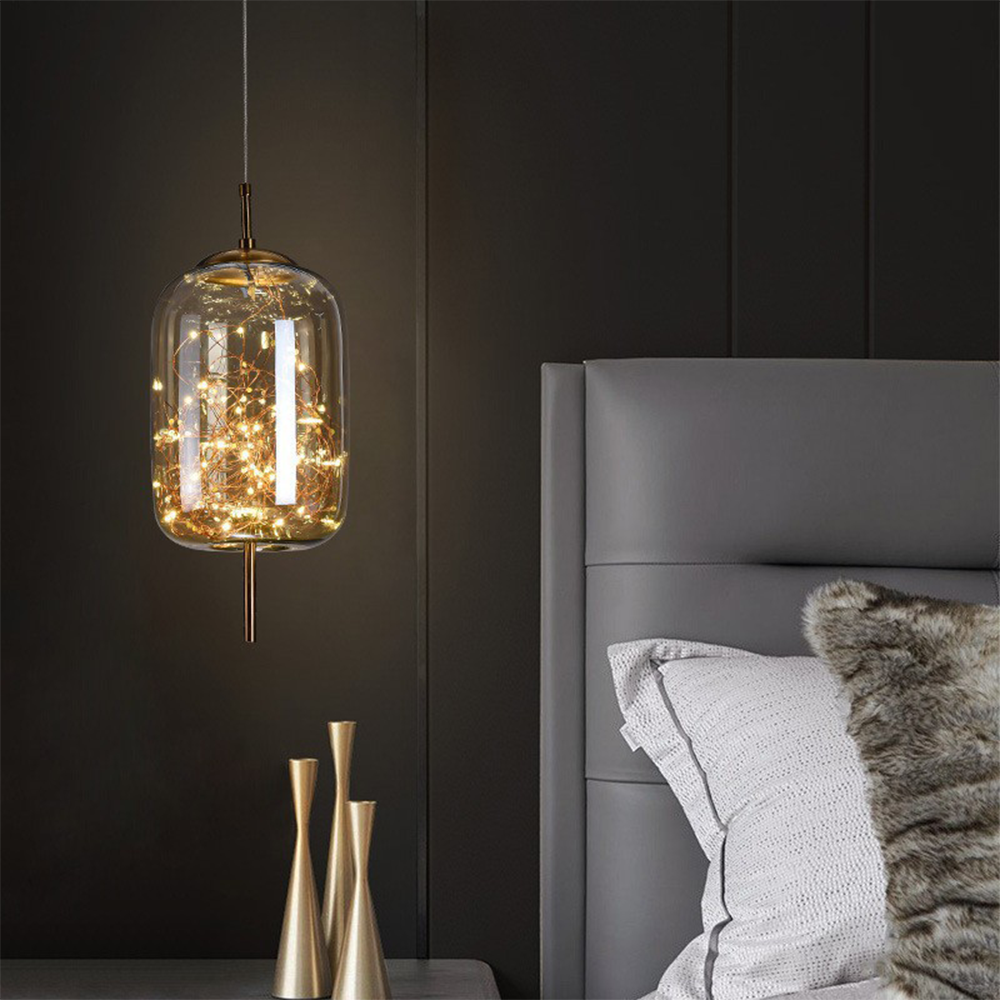 LED Pendant Light Nordic Style-Lighting > Pendant Lights-casanuva-Amber-Style A: D15*H22CM-Warm Light-casanuva