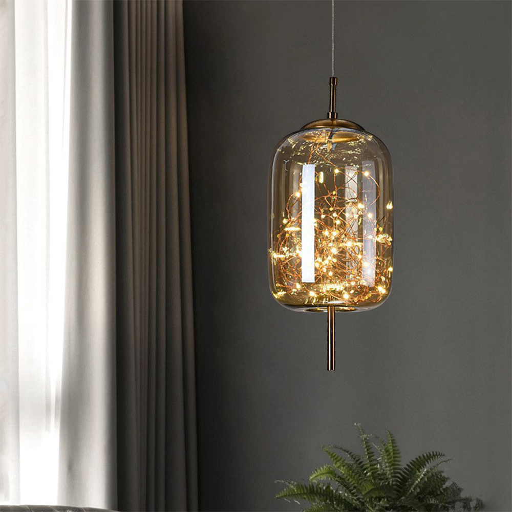 LED Pendant Light Nordic Style-Lighting > Pendant Lights-casanuva-Amber-Style A: D18*H42CM-Warm Light-casanuva