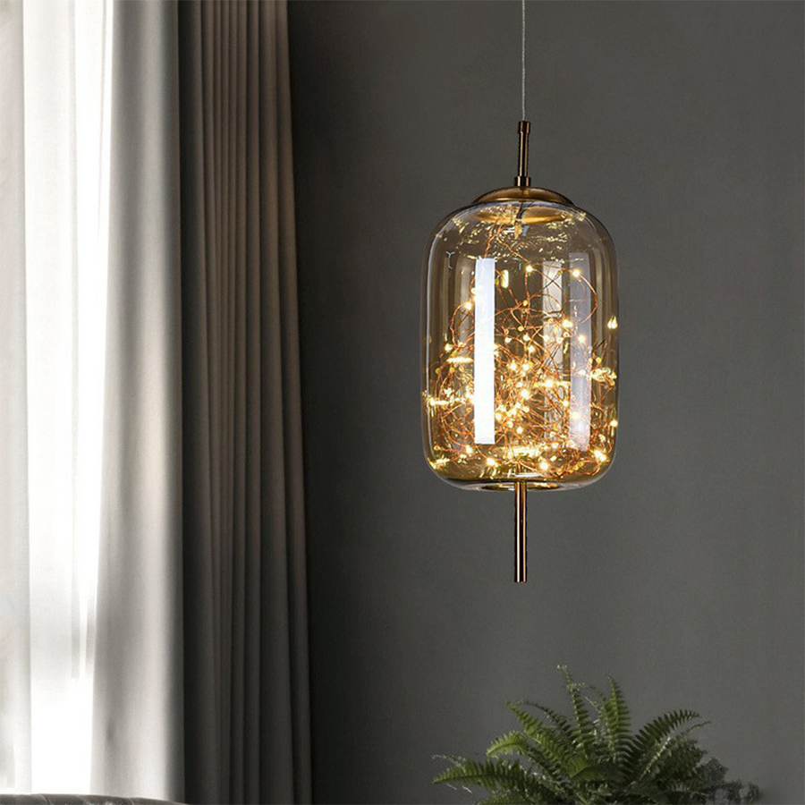 LED Pendant Light Nordic Style-Lighting > Pendant Lights-casanuva-Amber-Style A: D18*H42CM-Warm Light-casanuva