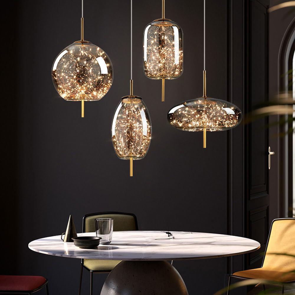 LED Pendant Light Nordic Style-Lighting > Pendant Lights-casanuva-Amber-Style C: D35*H32CM-Warm Light-casanuva