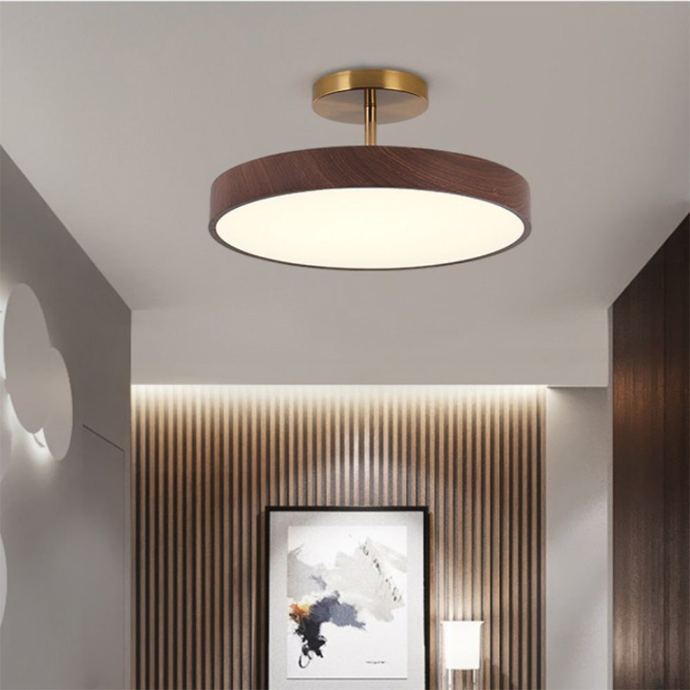 LED Semi-Flush Mount Ceiling Light-Lighting > Ceiling Lights-casanuva-Walnut-D30*H17cm-Dimmable (Remote)-casanuva