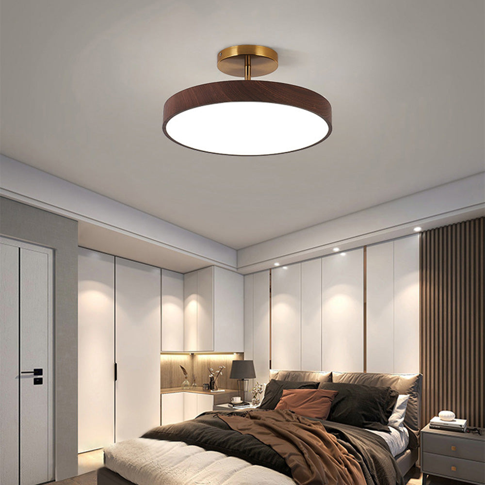 LED Semi-Flush Mount Ceiling Light-Lighting > Ceiling Lights-casanuva-Walnut-D30*H17cm-White Light-casanuva