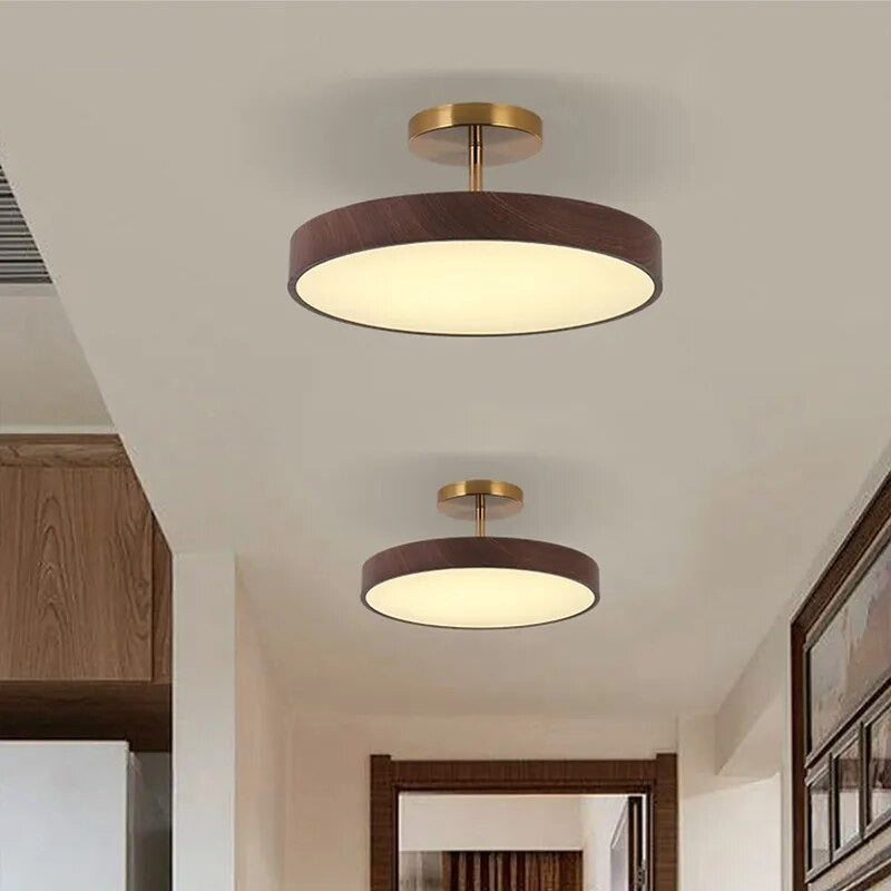 LED Semi-Flush Mount Ceiling Light-Lighting > Ceiling Lights-casanuva-Walnut-D50*H17cm-Warm Light-casanuva