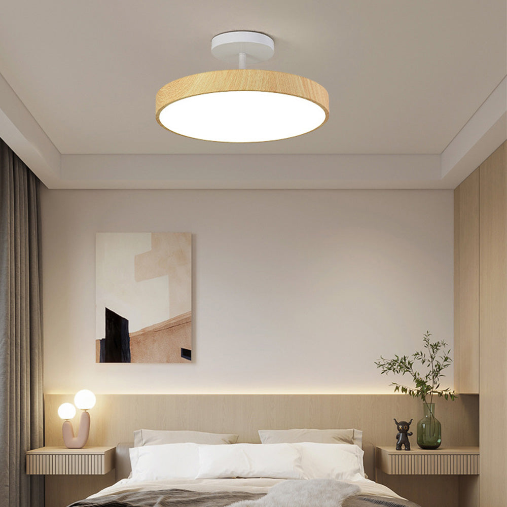 LED Semi-Flush Mount Ceiling Light-Lighting > Ceiling Lights-casanuva-Wood-D30*H17cm-White Light-casanuva