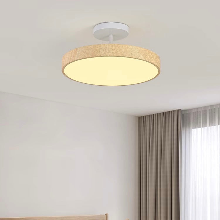LED Semi-Flush Mount Ceiling Light-Lighting > Ceiling Lights-casanuva-Wood-D50*H17cm-Warm Light-casanuva