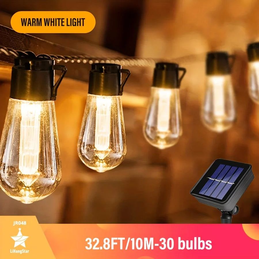 LED Solar String Lights Waterproof IP44 for Garden and Camping-Lighting > Outdoor Lighting-casanuva-32.8FT-10M-30 Bulbs-casanuva